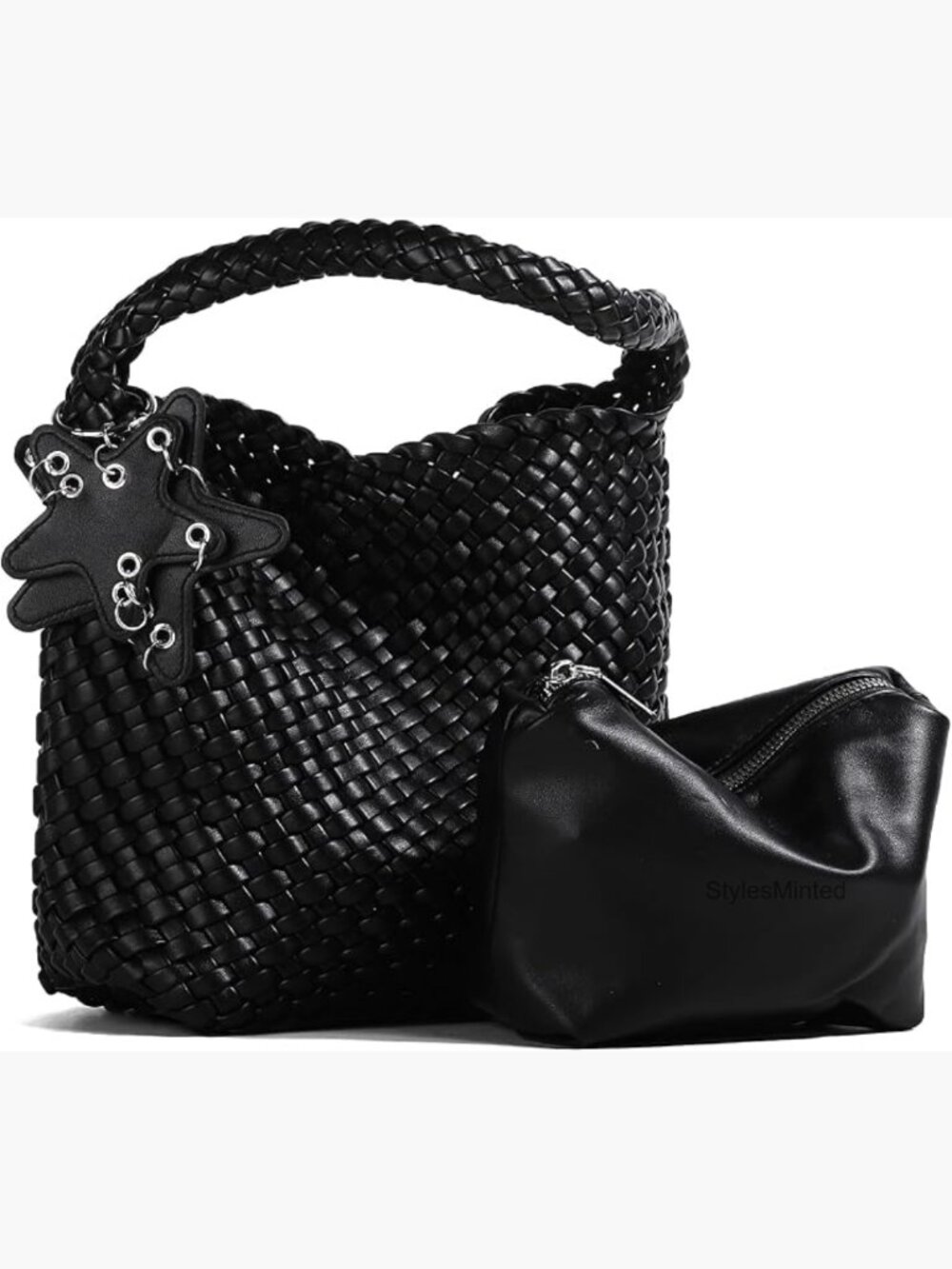 Handcrafted Cross Weave Hobo Bag - Textured Slouchy Shoulder Tote